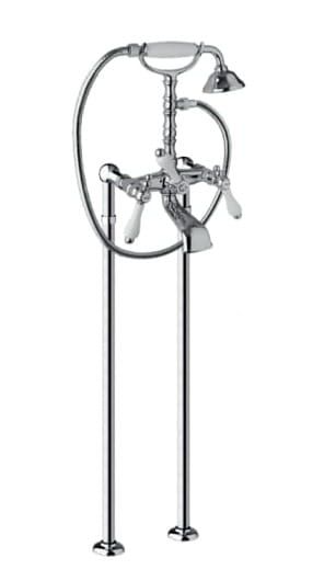 Retro bateria wannowa wolnostojąca z wężem i słuchawką Giulini Praga 7500/N chrom