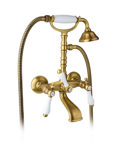 Retro bateria wannowa wolnostojąca z wężem i słuchawką Giulini Praga 7500/N bronzo