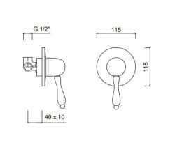 Retro bateria prysznicowa podtynkowa Giulini Praga 9515 chrom
