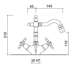 Retro bateria bidetowa jednootworowa wysoka Giulini Parigi 7358 chrom