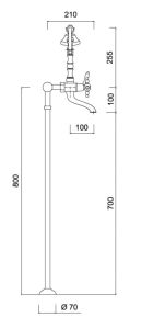 Retro bateria wannowa wolnostojąca ze słuchawką prysznicową Giulini Parigi 7300/N chrom