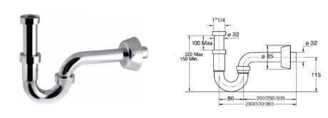 Przejdź do produktu ROYAL FAMILY syfon umywalkowy 5/4", odpływ 32mm, chrom