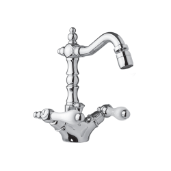 Retro bateria bidetowa z białymi uchwytami Giulini Praga Crystal 7558 chrom