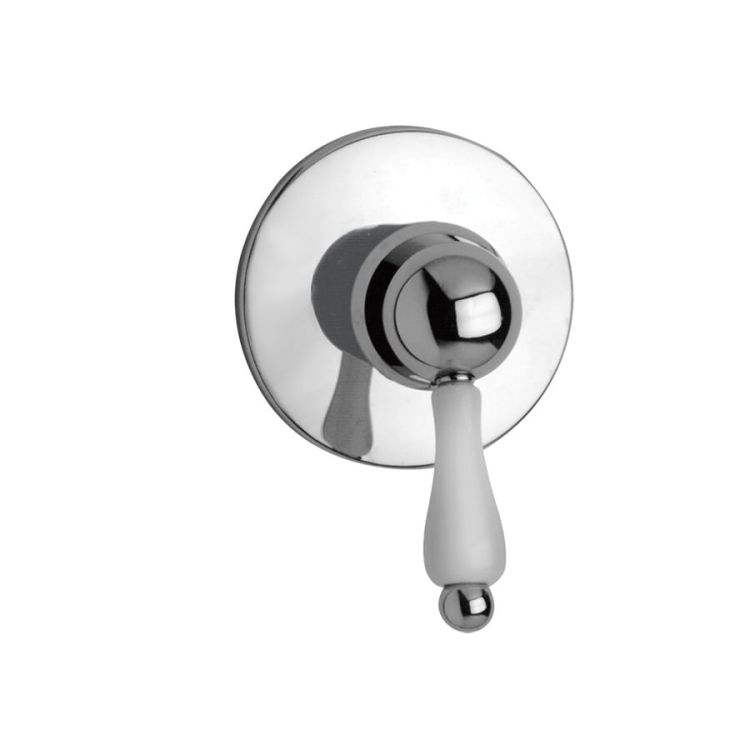 Retro bateria prysznicowa podtynkowa 1-drożna z białym uchwytem Giulini Harmony 9515 chrom