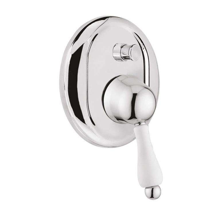 Retro bateria prysznicowa podtynkowa 2-drożna z białym uchwytem Giulini Praga  9564 chrom