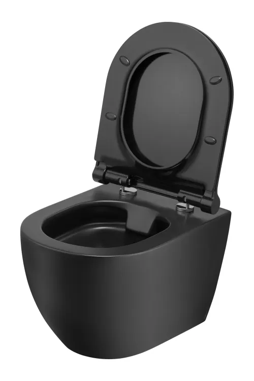 Miska WC czarny mat bezkołnierzowa 36x49 cm Trend Caneo z deską WC wolnoopadającą TR2196D-U18