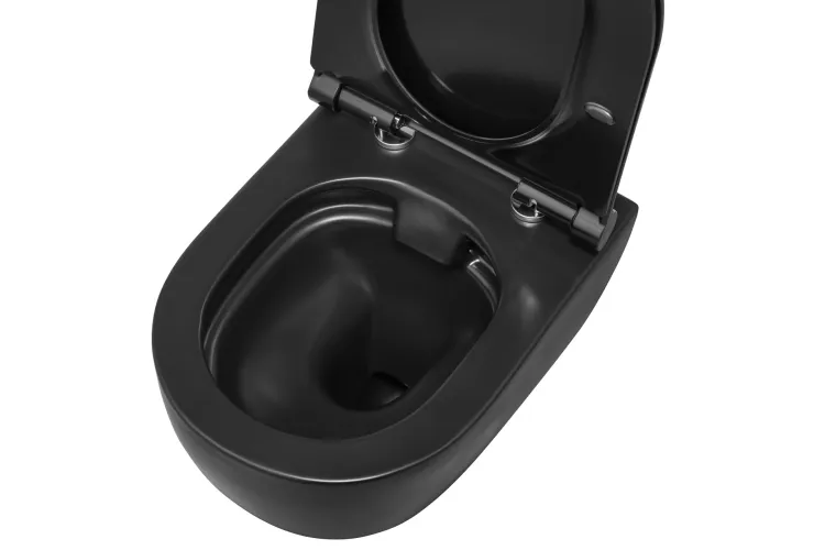 Miska WC czarny mat bezkołnierzowa 36x49 cm Trend Caneo z deską WC wolnoopadającą TR2196D-U18