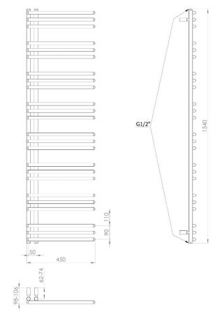 Przejdź do produktu POSEIDON grzejnik łazienkowy 450x1540mm, czarny mat