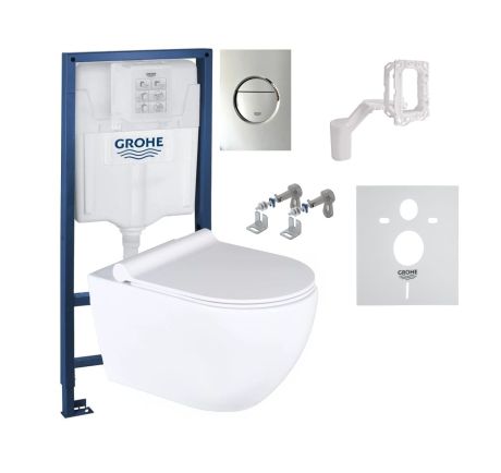 Przejdź do produktu Miska WC wisząca 53x36 cm Trend ze stelażem Grohe Rapid SL Fresh i przyciskiem Nova Cosmopolitan chrom połysk TR2210+39058000+38765000