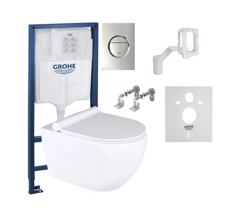 Miska WC wisząca 53x36 cm Trend ze stelażem Grohe Rapid SL Fresh i przyciskiem Nova Cosmopolitan chrom połysk TR2210+39058000+38765000