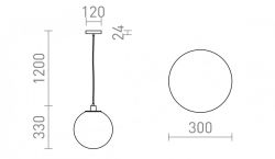 BOULDER 30 wisząca szkło opalowe/mosiądz szczotkowana 230V LED E27 15W