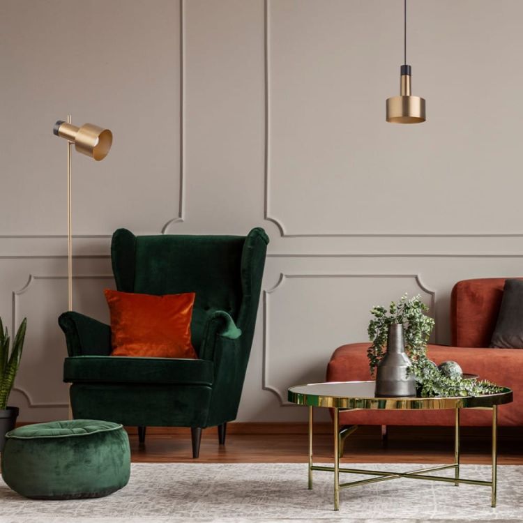 DIVINA podłogowa mosiądz/decor czarny 230V E27 5W