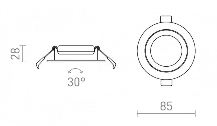 JADE DIMM TO WARM wpuszczana biała 230V LED 6W 60° 3000 - 2000K