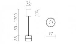 JUNIPER wisząca z możliwością regulacji wysokości czarna/złota  230V LED 15W 36°  3000K