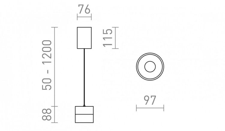 JUNIPER wisząca z możliwością regulacji wysokości czarna/złota  230V LED 15W 36°  3000K