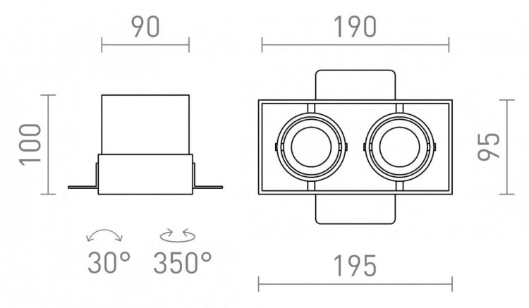 ELECTRA II GU10 frameless czarna 230V LED GU10 8W