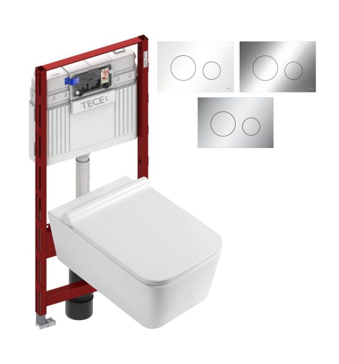 Miska WC wisząca prostokątna 36x52 cm Trend Accord ze stelażem Tece i 3 przyciskami Loop do wyboru TR2122D+Tece+9240626
