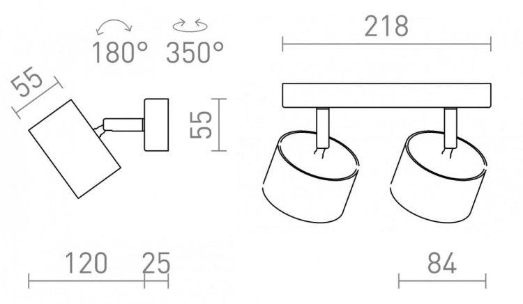 PIXEL II natynkowa biała  230V LED GX53 2x7W