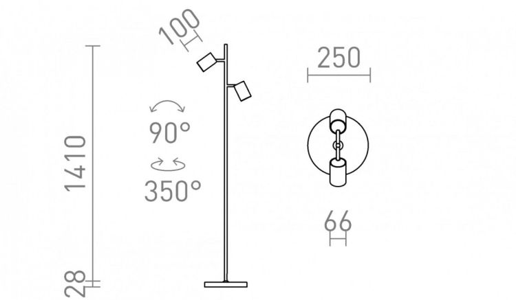 FLYNN II podłogowa  czarna/mosiądz szczotkowana 230V LED GU10 9W