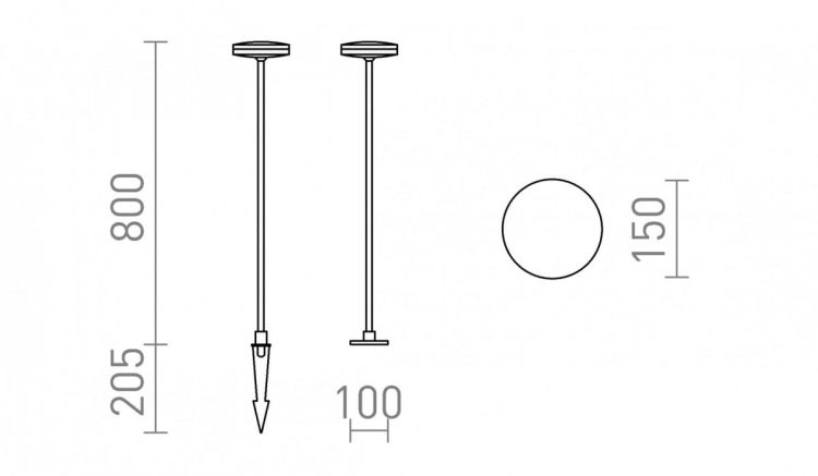 SEMPLICE 80 podłogowa na klinie czarna akryl mat 230V LED 12W IP54 3000K