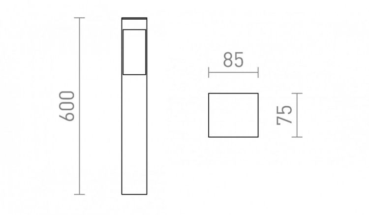 TORIN 60 podłogowa jasno szara  230V LED 7W IP65  3000K