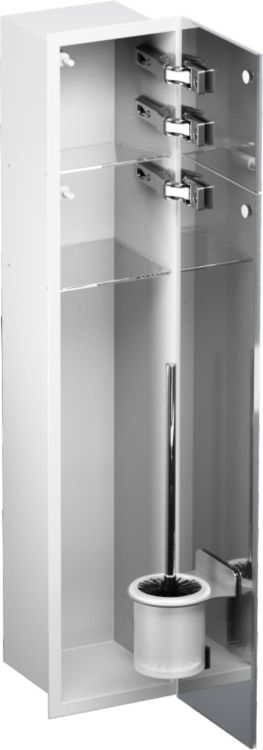 Schowek podtynkowy WC do szczotki i papieru toaletowego, do zabudowy w ścianie 18x82,2x15 cm MCJ F.PW2D WH WC 800 biały