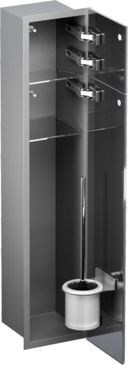 Schowek podtynkowy WC do szczotki i papieru toaletowego, do zabudowy w ścianie 18x82,2x15 cm MCJ F.PW2D LGR WC 800 szary