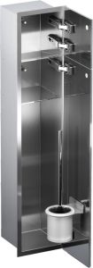Schowek podtynkowy WC do szczotki i papieru toaletowego, do zabudowy w ścianie 18x82,2x15 cm MCJ F.PW2D WC 800 stal szlifowana