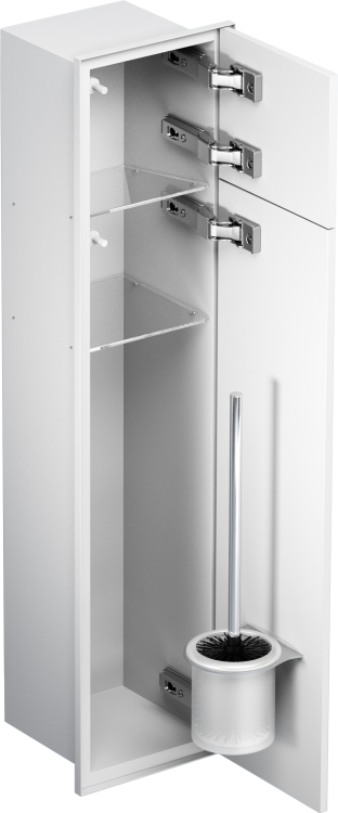 Do zabudowy kaflem schowek podtynkowy WC do szczotki i papieru toaletowego 18x83x16 cm MCJ kołnierz typu Zero Z.PW2T LWH WC 800 biały, malowany proszkowo