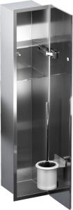 Schowek podtynkowy WC do szczotki i papieru toaletowego, do zabudowy w ścianie 18x82,5x15 cm kołnierz typu Flat MCJ F.PWAD WC 800 stal szlifowana