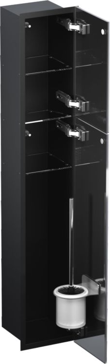Schowek podtynkowy WC do szczotki i papieru toaletowego, do zabudowy w ścianie 18x97,2x15 cm kołnierz typu Flat MCJ 
 F.PW2D 950 LBL czarny