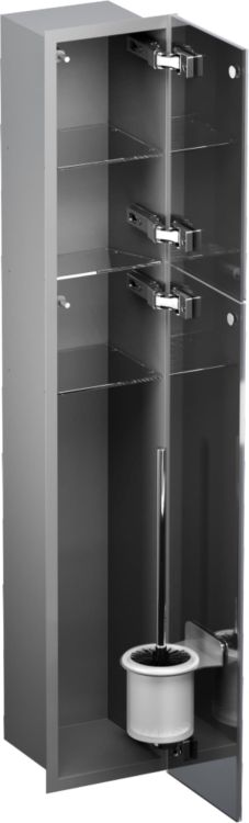 Schowek podtynkowy WC do szczotki i papieru toaletowego, do zabudowy w ścianie 18x97,2x15 cm kołnierz typu Flat MCJ F.PW2D 950 LGR szary