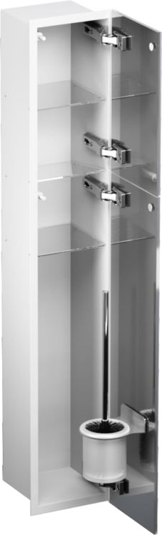 Schowek podtynkowy WC do szczotki i papieru toaletowego, do zabudowy w ścianie 18x97,2x15 cm kołnierz typu Flat MCJ F.PW2D 950 LWH biały