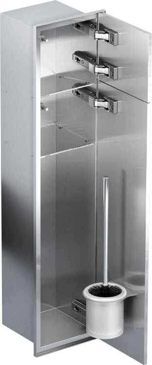 Do zabudowy kaflem schowek WC do szczotki i papieru toaletowego 18x83x16 cm MCJ kołnierz typu Zero Z.PW2T WC 800 stal szlifowana