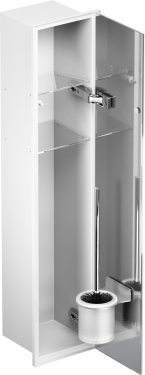 Schowek podtynkowy WC do szczotki i papieru toaletowego, do zabudowy w ścianie 18x83x16 cm kołnierz typu Zero MCJ Z.PWAD LWH WC 800 biały