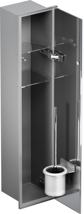 Schowek podtynkowy WC do szczotki i papieru toaletowego, do zabudowy w ścianie 18x83x16 cm kołnierz typu Zero MCJ Z.PWAD LGR WC 800 szary