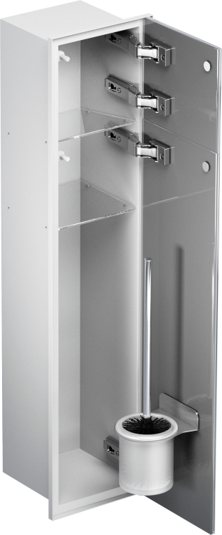 Schowek podtynkowy WC do szczotki i papieru toaletowego, do zabudowy w ścianie 18x83x16 cm stal lakierowana na biało kołnierz typu Zero MCJ Z.PW2D LWH WC 800