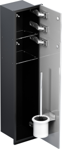 Schowek podtynkowy WC do szczotki i papieru toaletowego, do zabudowy w ścianie 18x83x16 cm stal lakierowana na czarno kołnierz typu Zero MCJ Z.PW2D WC LBL 800