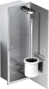 Schowek podtynkowy WC do szczotki, do zabudowy w ścianie 18x46x10 cm kołnierz typu Bend MCJ stal szlifowana, szklane drzwi B.PWAD WC 450