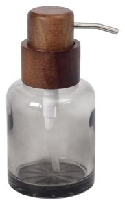 FIGO wolnostojący dozownik mydła 300ml, szkło przydymione/drewno