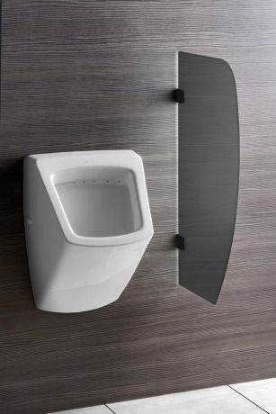 Przejdź do produktu Ścianka oddzielająca pisuarowa 40x80cm, szkło dymione mat, czarny mat