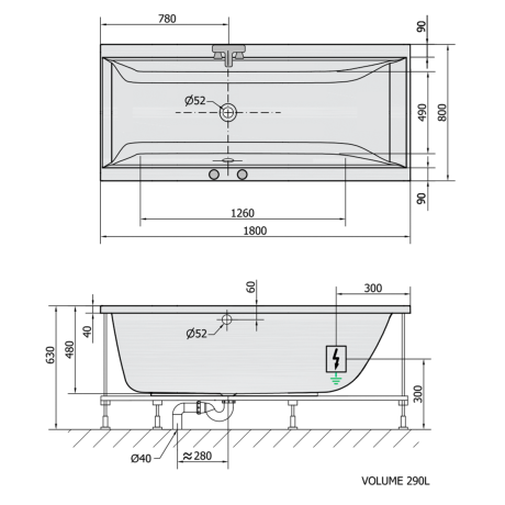 Przejdź do produktu CLEO wanna z hydromasażem, 180x80x48cm, Highline Hydro-Air, chrom