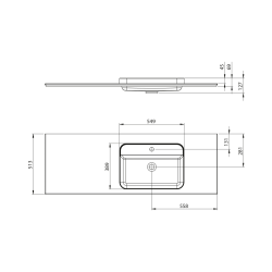 BRAHEA umywalka 146,6x51,5cm, Rockstone, prawy, biały mat