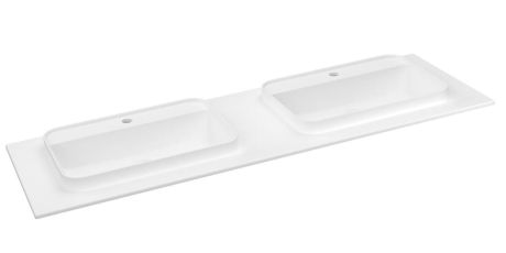 Przejdź do produktu BRAHEA umywalka podwójna 151,6x51,5cm (75+75), Rockstone, biały mat
