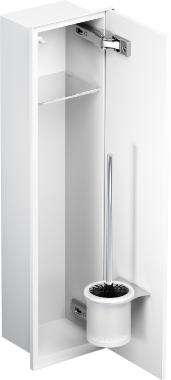 Do zabudowy kaflami schowek podtynkowy WC do szczotki i papieru toaletowego 18x60x15 cm MCJ stal malowana na biało kołnierz typu Zero Z.PWAT LWH WC 600