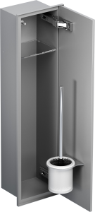 Do zabudowy kaflami schowek podtynkowy WC do szczotki i papieru toaletowego 18x60x15 cm MCJ stal malowana na szaro kołnierz typu Zero Z.PWAT LGR WC 600.
