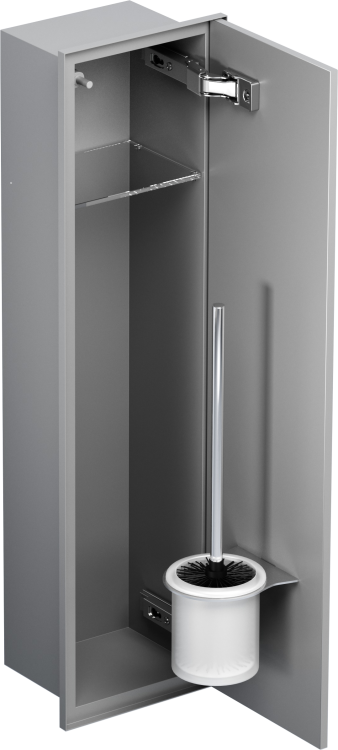 Do zabudowy kaflami schowek podtynkowy WC do szczotki i papieru toaletowego 18x60x15 cm MCJ stal malowana na szaro kołnierz typu Zero Z.PWAT LGR WC 600.