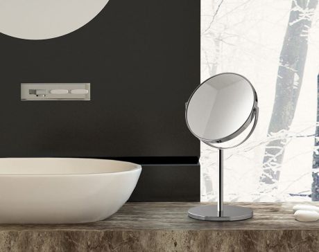 Przejdź do produktu ANNA lusterko kosmetyczne stojące, średnica 163mm, dwustronne, czarny mat