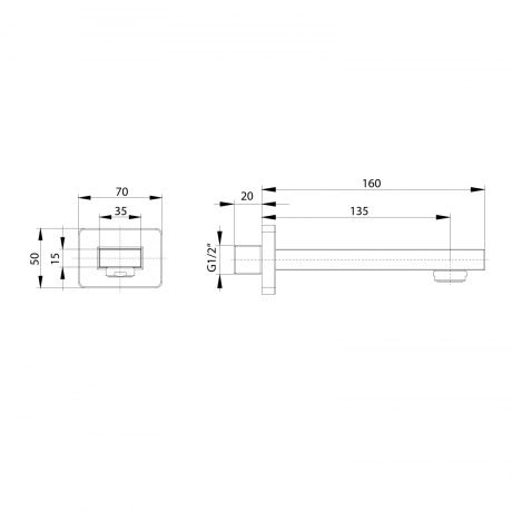 Przejdź do produktu Wylewka ścienna 160 mm, czarny mat