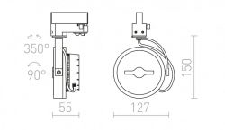 KELLY LED do 3-faz. szyny biała 230V LED 12W 24° 3000K